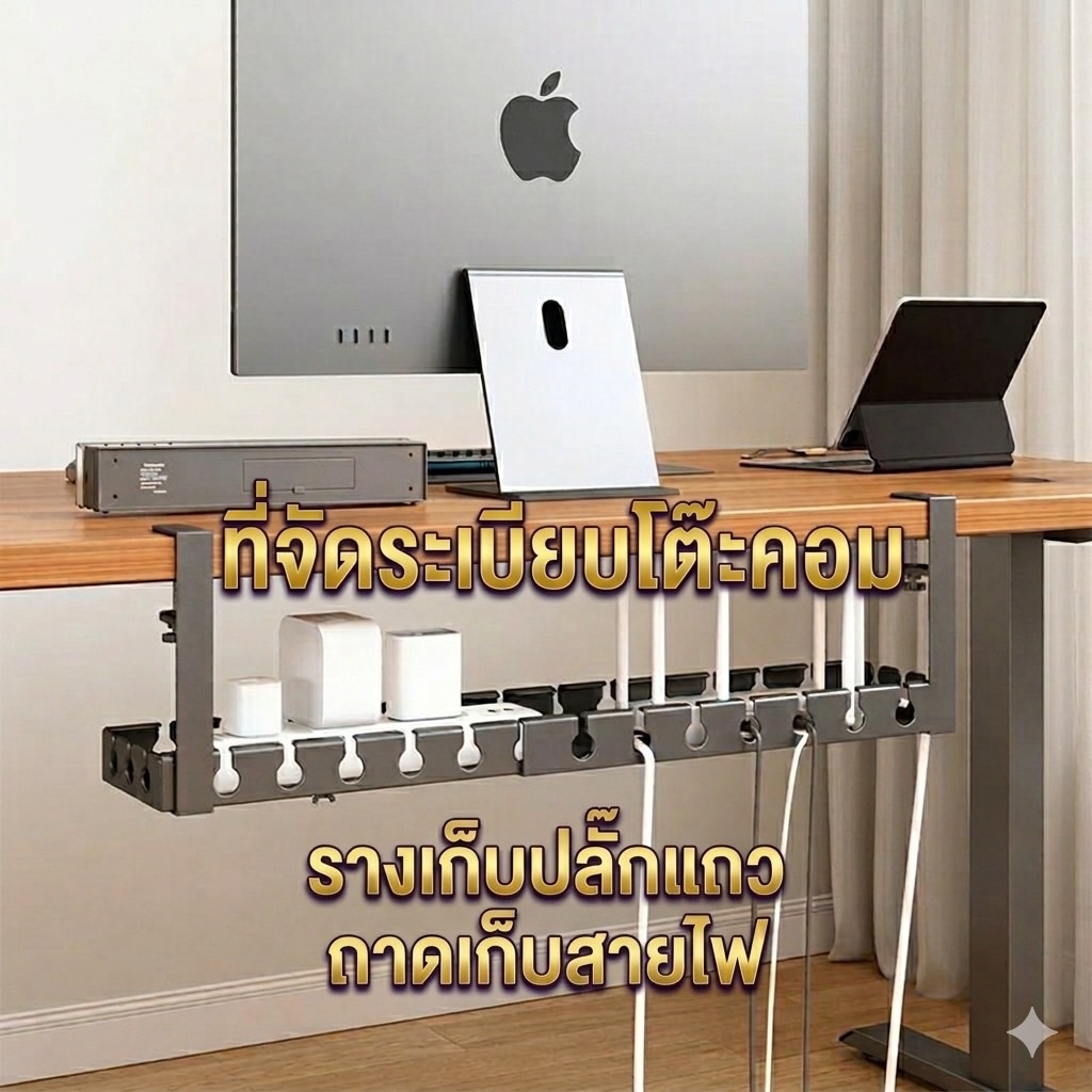 ใต้โต๊ะ ที่เก็บของ ชั้น การจัดการสายเคเบิล ถาด ที่ใส่ซ็อกเก็ต ที่ใส่สายไฟ