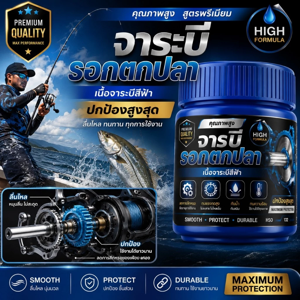 จารบีรอกตกปลาแบบใหม่ยึดเกาะได้ดีไม่ทำให้แห้ง