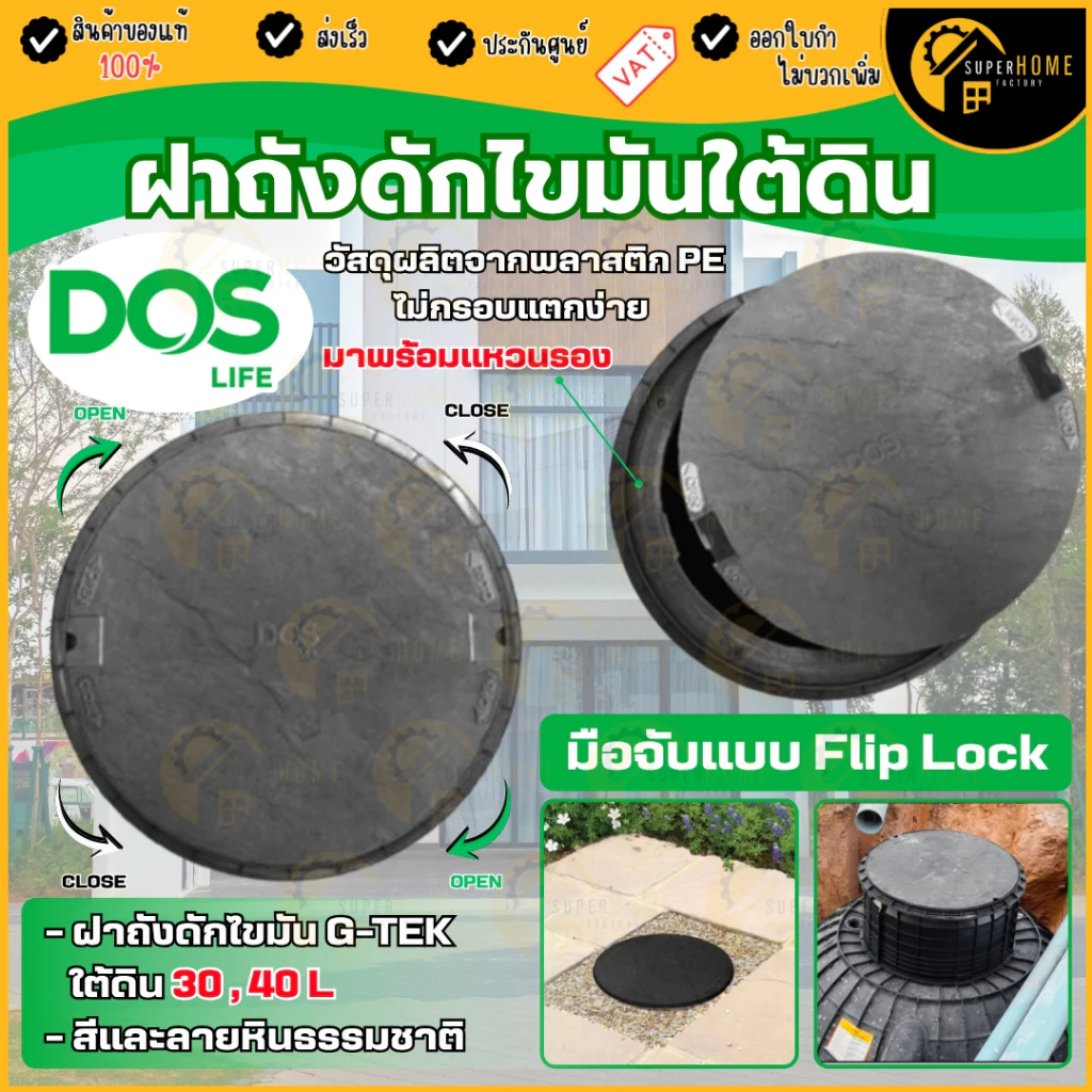 💥แท้ ส่งด่วน💥Dos ฝาถังบำบัด ฝาถังดักไขมัน G-TEK ใต้ดิน 30 40L สีดำ สีน้ำตาล ฝาผิดถังบำบัด ฝาปิดบ่อถังบำบัด