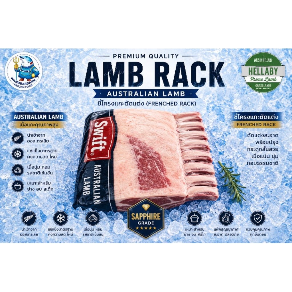 ซี่โครงแกะ Lamb Rack / น่องหน้า Fore Shank / น่องหลัง Hind Shank เนื้อแกะพรีเมียม