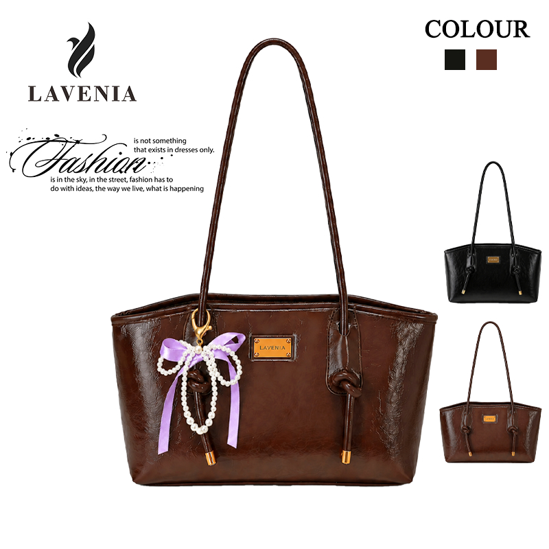 กระเป๋าผู้หญิง LAVENIA ทรงโท้ต ผิวเงาดูหรู สายยาวสะพายสบาย ใส่มือถือและกระเป๋าสตางค์ได้ เหมาะสำหรับไปทำงานหรือไปร้านคาเฟ