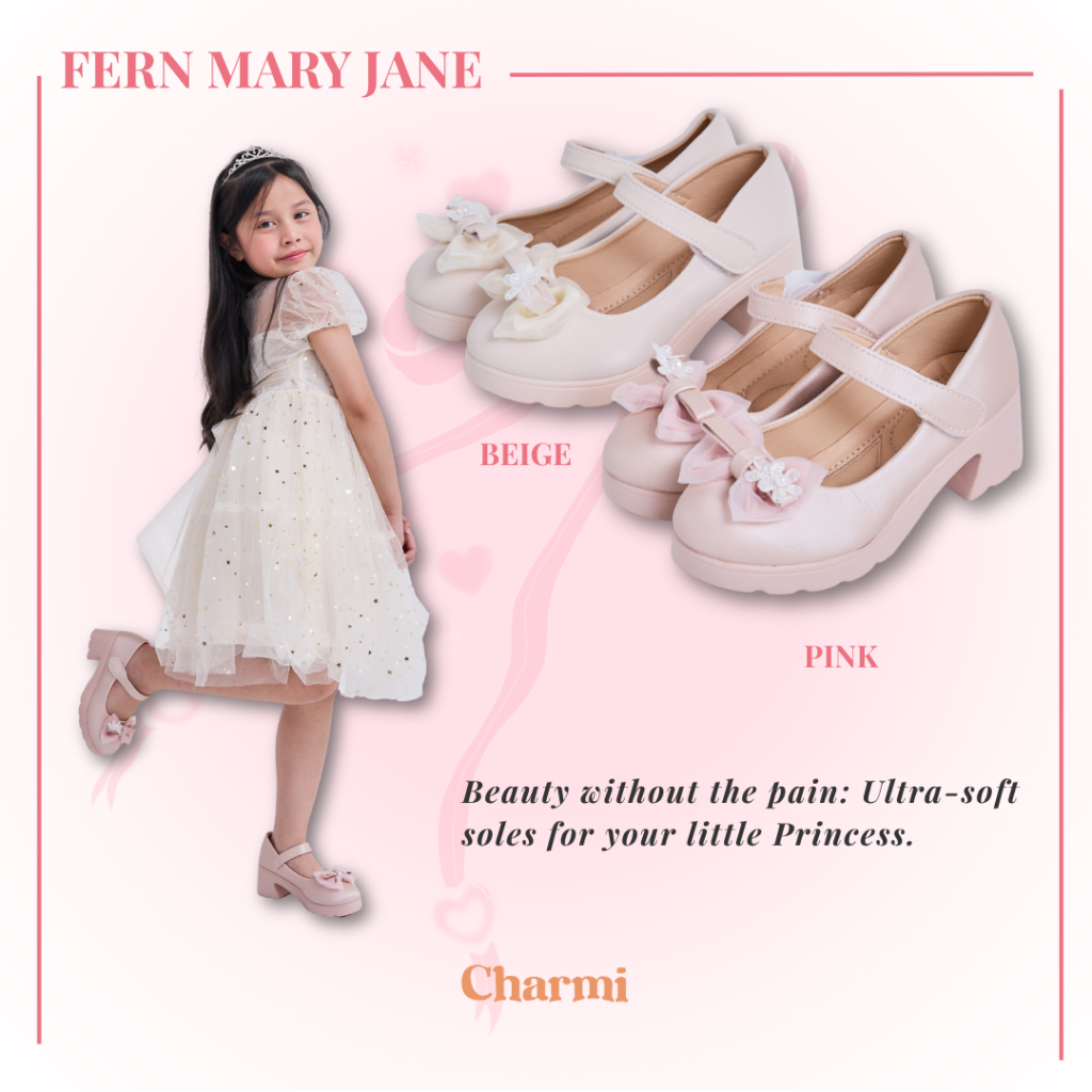 FERN - CHARMI รองเท้าเด็กผู้หญิงตกแต่งโบว์พื้นนุ่ม ไซซ์ 26-30