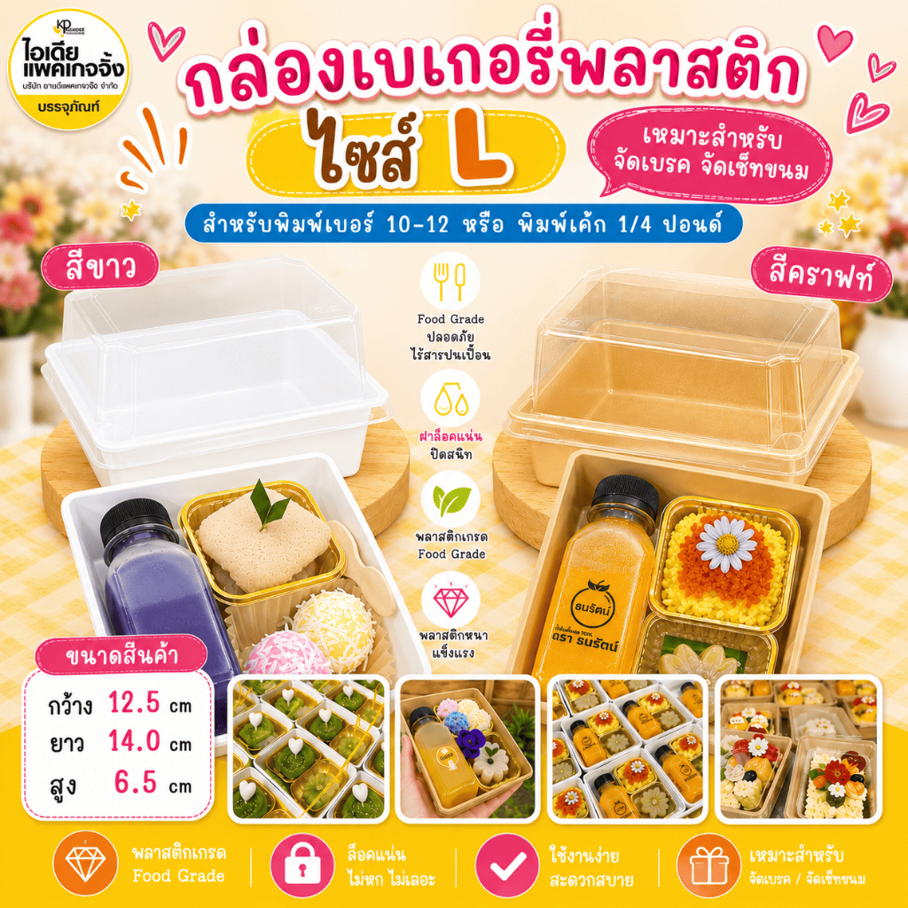 กล่องเบเกอรี่พลาสติก G1314 50 ชุด