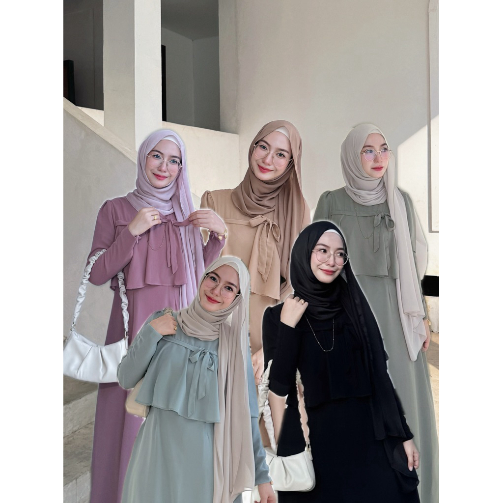 Alicia  Dress เดรสชีฟองระบายอกผูกโบว์