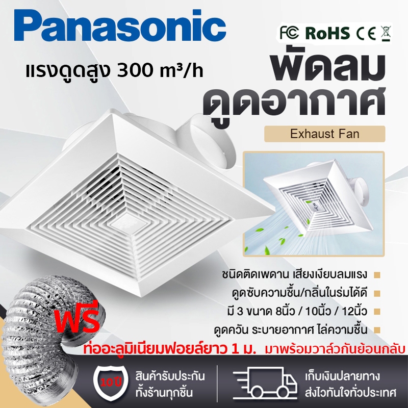 พัดลมดูดอากาศ พัดลมระบายอากาศ 220v พัดลมระบายอากาศห้องน้ำ 8/10/12นิ้ว เสียงเงียบ ประหยัดไฟ แรงลมแรง ใช้ในครัว