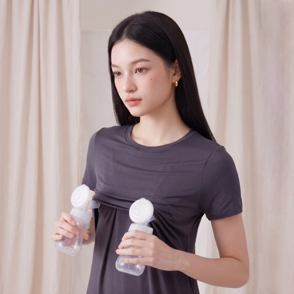 Nitan (นิทาน) เดรสให้นม ชุดคลุมท้อง รุ่น Viola Maternity and Nursing Dress
