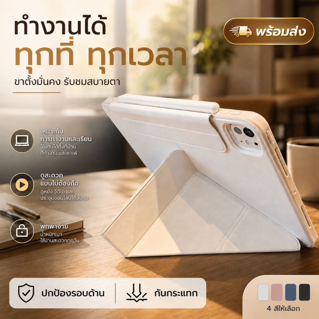 【ร้านค้าไทย】เคสไอแพด แม่เหล็กมีปกรัด ใส่ปากกา Air4/5/6/7 Pro11 Gen9/10/11 Mini6/7 รุ่นใหม่ 2024