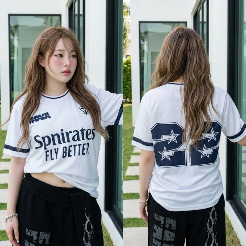 🌈SpinnyHouse🌈เสื้อยืดOVERSIZE เสื้อกีฬา มีไซส์ S-5XL สกรีนลายหน้าหลัง สไตล์ Y2K เสื้อคู่ ใส่ได้ทั้งชายหญิง รุ่น 3D 004