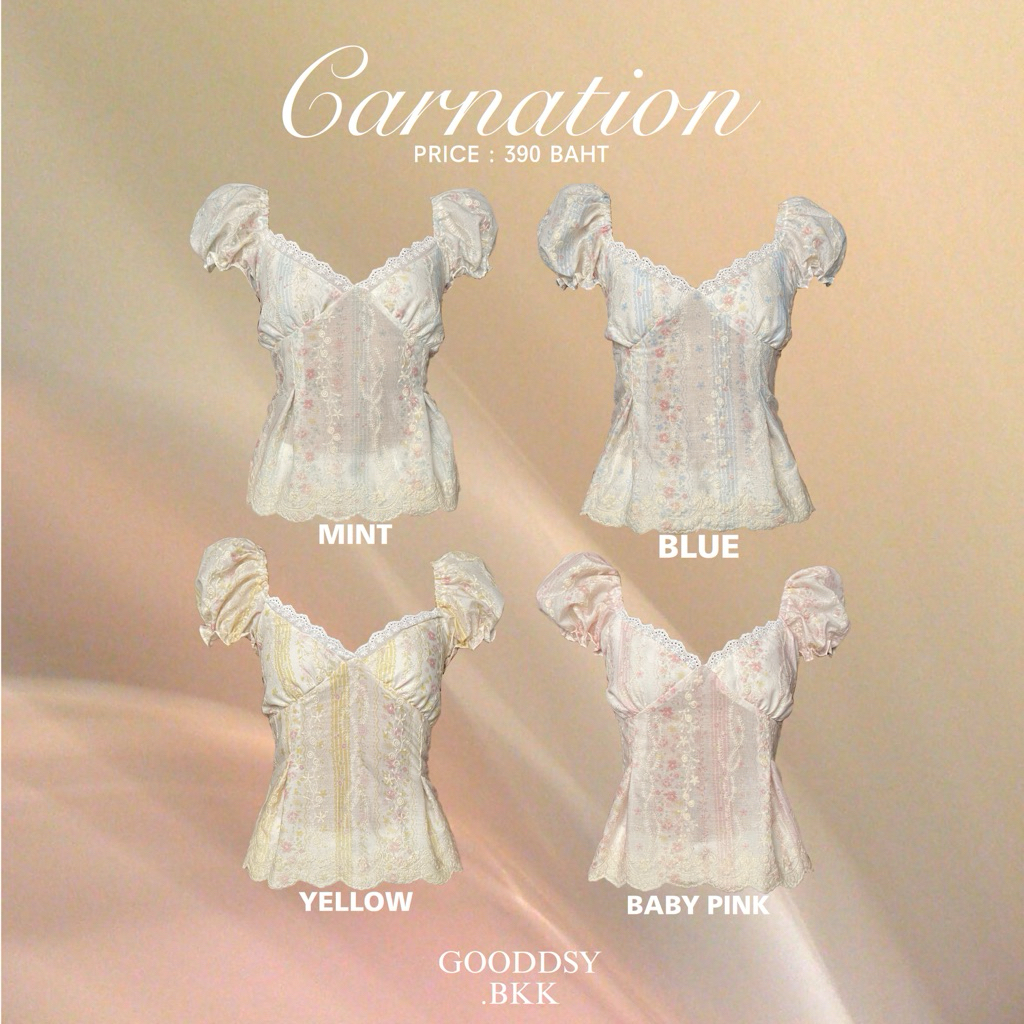 Gooddsy.bkk | Carnation เสื้อแขนตุ๊ดตาผ้าปักลายดอกไม้ เสื้อแขนตุ๊กตาน่ารักๆ เสื้อแขนตุ๊กตาคอหัวใจ
