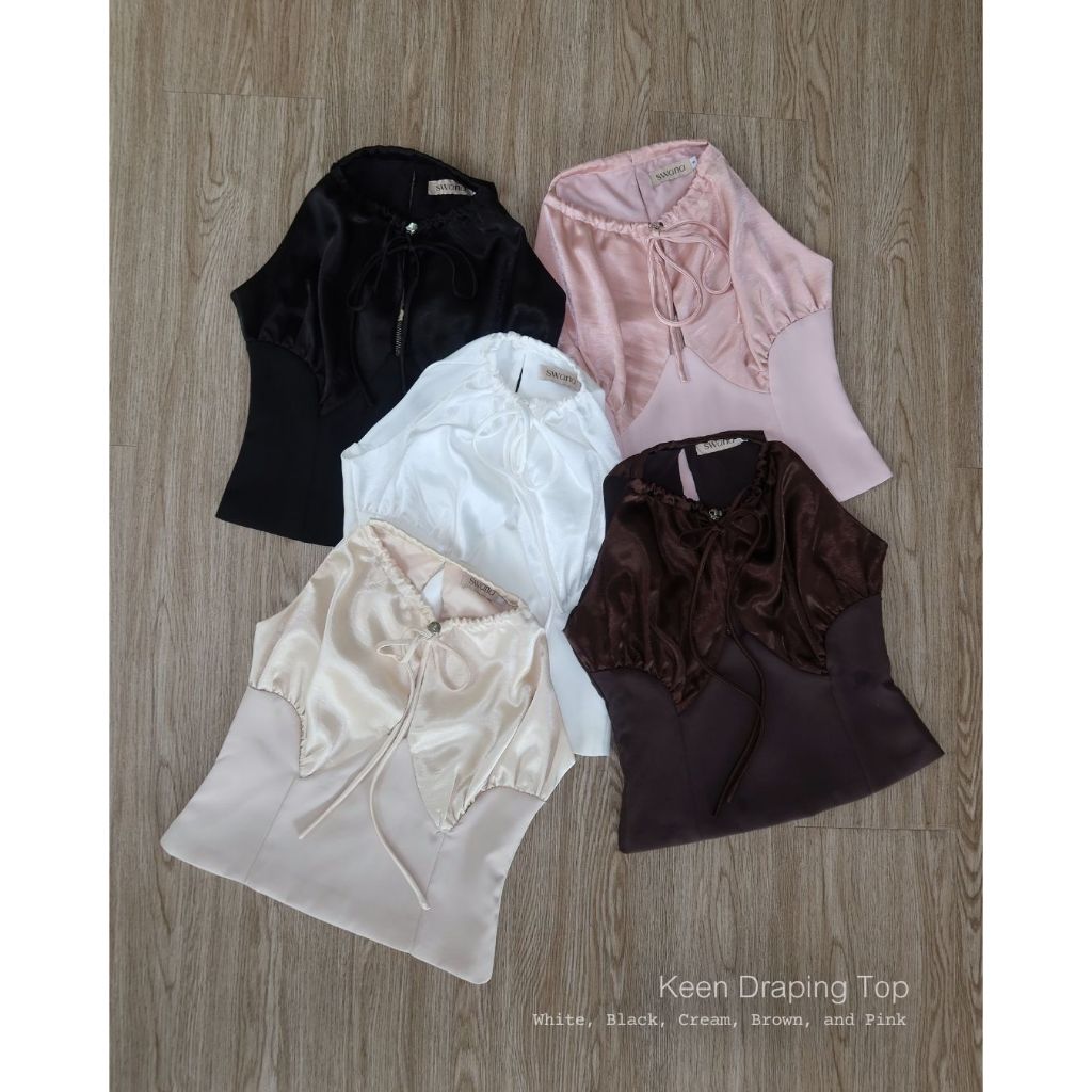Swana.ss - Keen draping top [คีน] XS-XL แค่เสื้อ เสื้อดีเทลผ้าซาติน