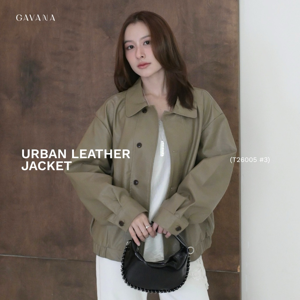 GAVANA - Urban Leather Jacket แจคเก็ตหนังรุ่นกระดุมหน้าทรงสวยมาก #T26005 #3