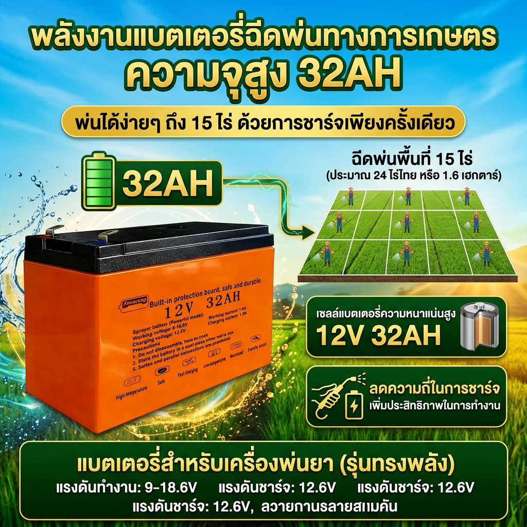 แบตเตอรี่เครื่องพ่นสารเคมี แบตเตอรี่ลิเธียมเครื่องพ่น 12V รูปที่ 4