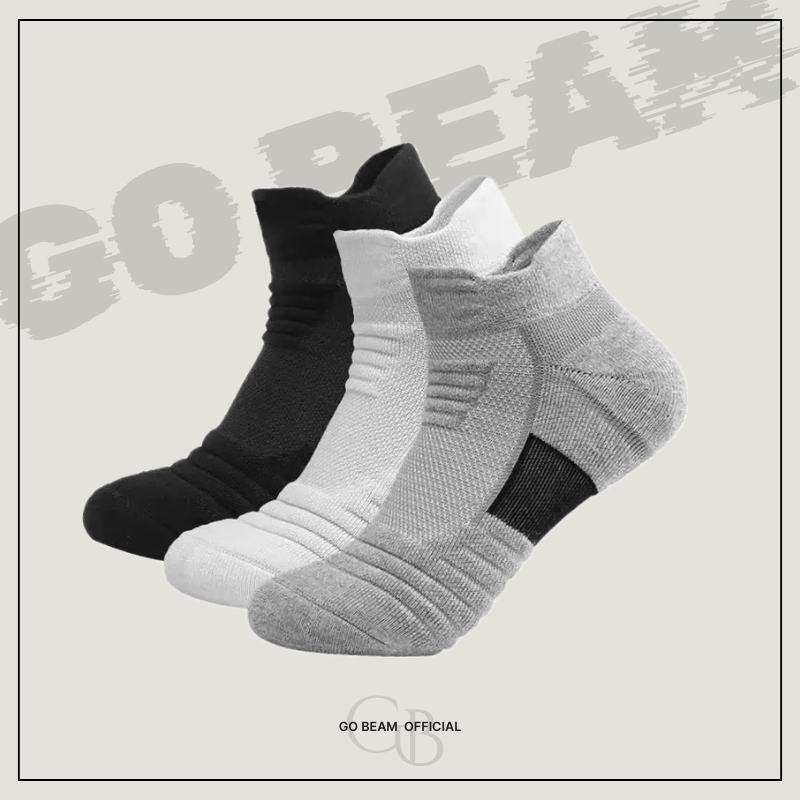 GOBEAM  [1คู่] ถุงเท้าข้อสั้น ถุงเท้ากีฬา ผู้ใหญ่ ใส่สบายตลอดวัน กระชับรูปเท้า ระบายอากาศดี unisex