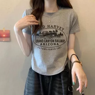 พร้อมส่งในไทย** เสื้อยืดคอกลมลำลอง ผ้านิ่มยืดได้เล็กน้อย สกรีนลายด้านหน้า Y328