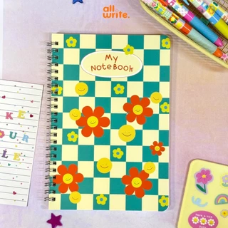 allwrite สมุดริมลวด แบบมีเส้น ลายดอกไม้ A5 จำนวน 50 แผ่น AW490