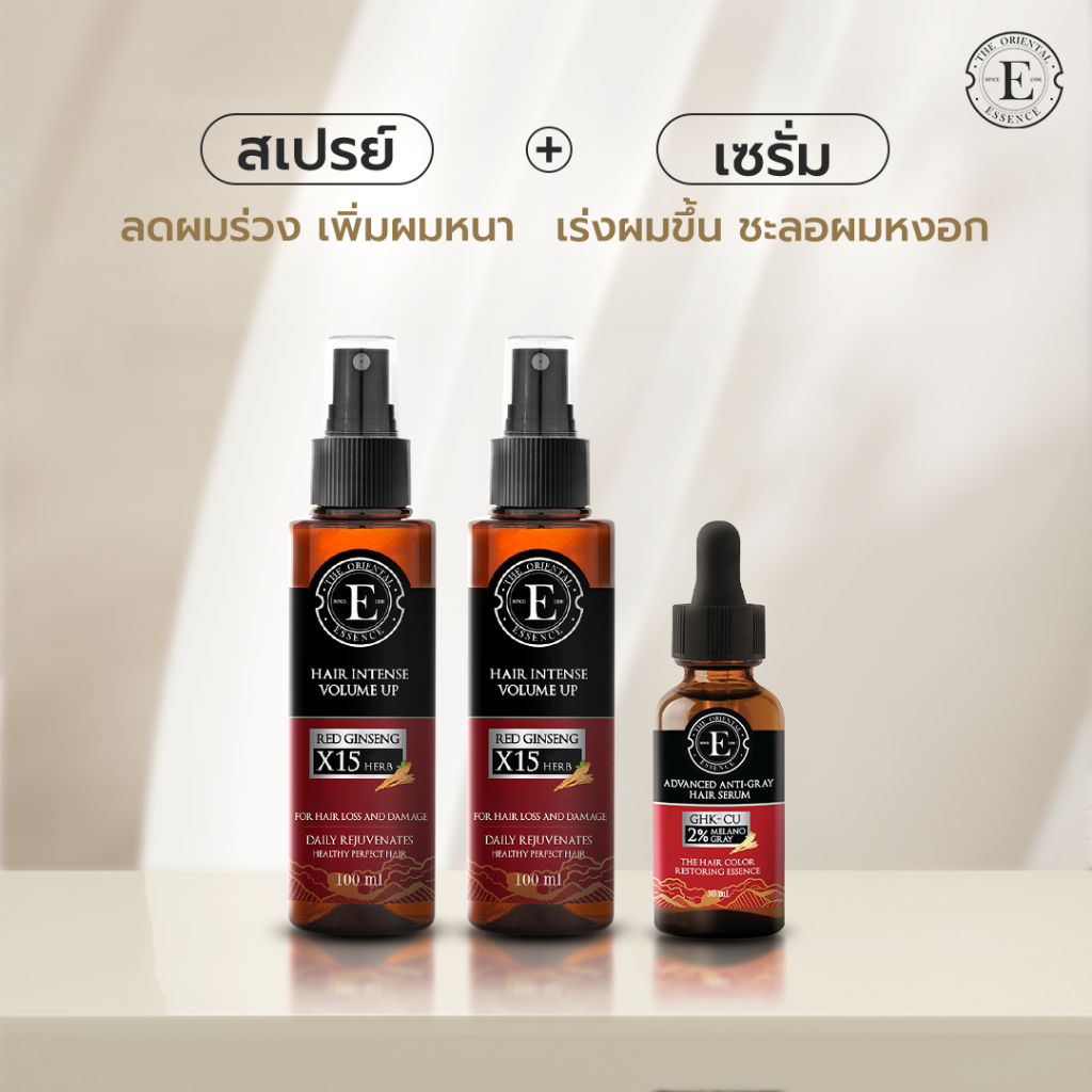 สเปรย์ลดผมร่วง เพิ่มผมหนา แถมเซรั่มเร่งผมขึ้น ชะลอผมหงอก (สเปรย์​2+ เซรั่ม1)