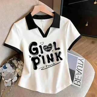 เสื้อโปโลผู้หญิงสไตล์เกาหลีใหม่ คอปก ดีไซน์น่ารักและทันสมัย ​​มีให้เลือก 5 สี โปรโมชั่นพิเศษ