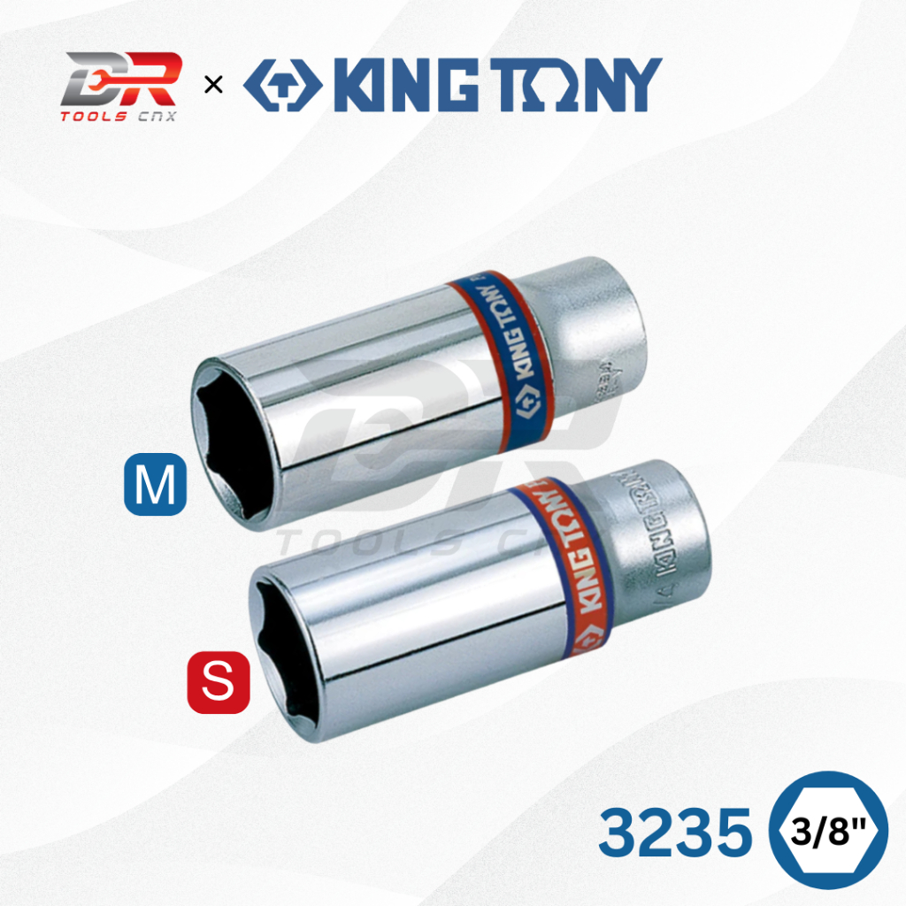KING TONY ลูกบ๊อก ยาว สีขาว รู 3/8”(3หุน) 6เหลี่ยม รุ่น 3235M 3235S