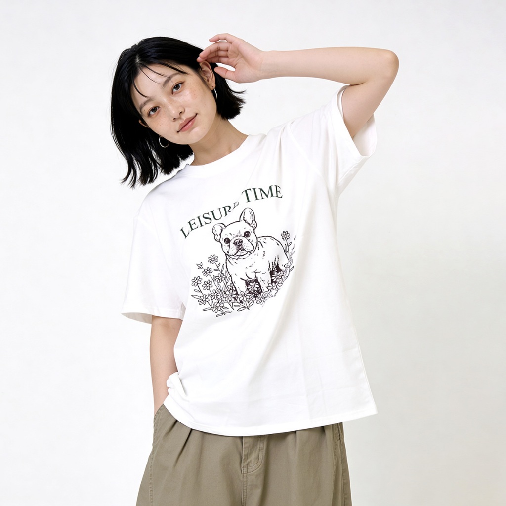 SKIP CLUB เสื้อทีเชิ้ต Relaxed Fit ผู้หญิง สีขาว | Relaxed Fit T- shirt | 00030