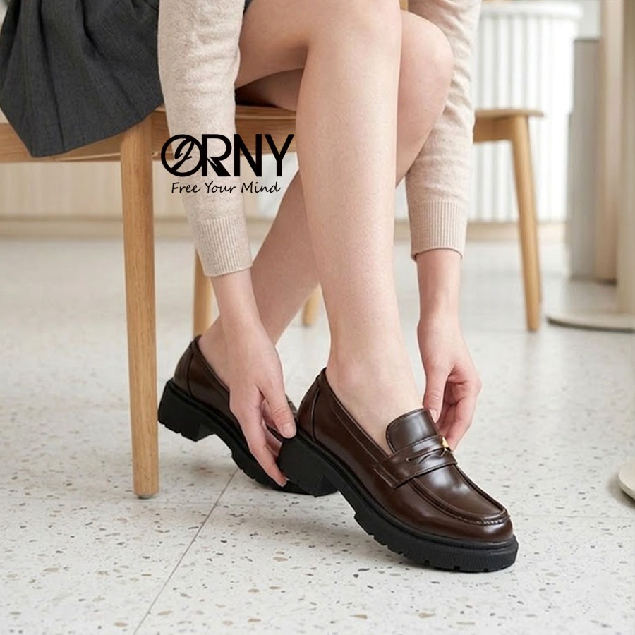 ORNY รองเท้าโลฟเฟอร์ผู้หญิง OY2811 ทรงPenny Loafers หนังเงา เสริมส้น ใส่ทำงาน ใส่เที่ยว สไตล์เกาหลี