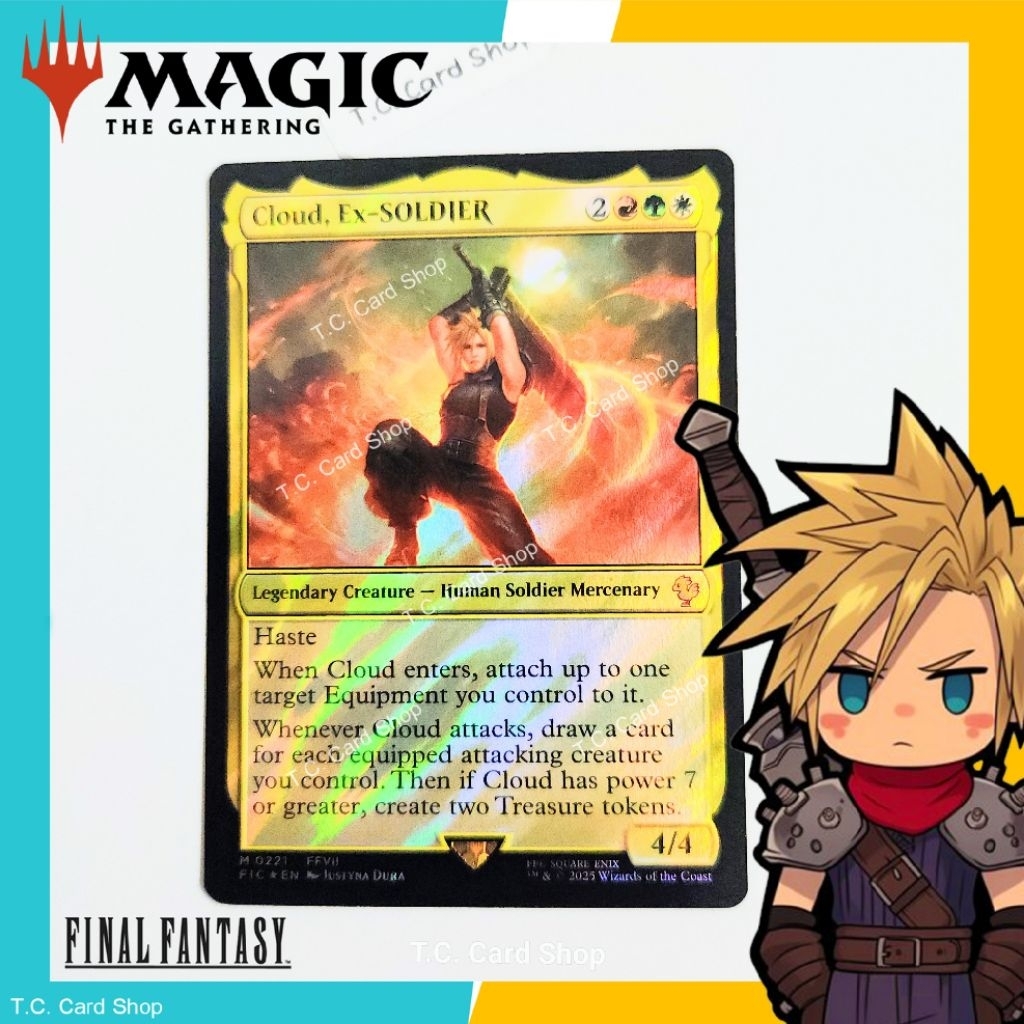 Cloud, Ex-SOLDIER (Surge Foil) - M0002 - FFVII - Final Fantasy - Magic the Gathering (MTG) (FIC)