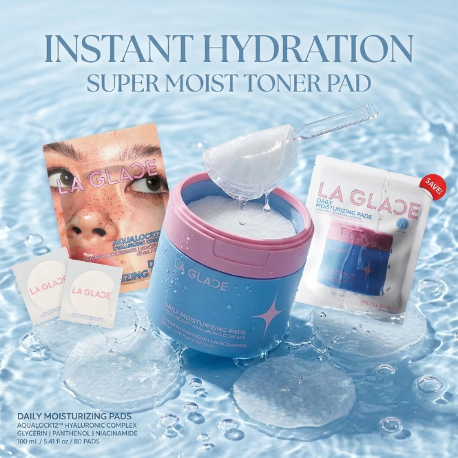 [ดีลพิเศษ/จำกัดเวลา] LA GLACE Toner Pad 80 แผ่น สูตรลดสิว ผิวชุ่มชื้น ลดสิวอักเสบ สิวอุดตัน กระชับรูขุมขน