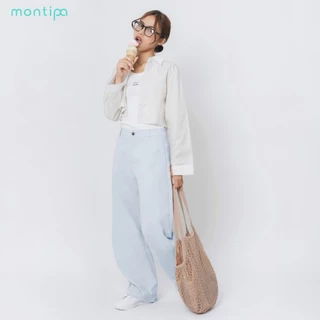 Montipa Barrel Comfort Pants กางเกงทรงบาร์เรล กระดุมและซิปหน้า แต่งกระเป๋าหลัง ผ้า Comfort 5CPFC79