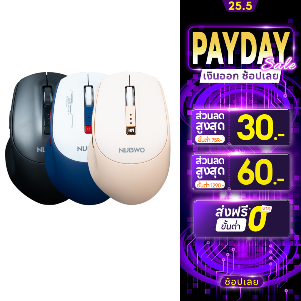 [สินค้ารับประกัน 1 ปี] Nubwo NMD-06 Mouse Dual Mode Wireless Bluetooth เมาส์ไร้สาย เสียงเงียบ ไวเลสบลูทูธ มีให้เลือก 3สี