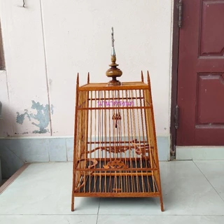 กรงนก15ซี่สปอร์ตถาดลอยไม้มังคุดซี่ไม้ไผ่พร้อมหัวตะขอใหญ่แถมถาดรองหนา สวย โปร่ง