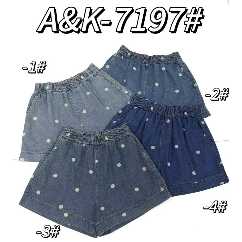 รหัส 7197กางเกงยีนส์ขาสั้นลายจุดป้ายA&kฟรีไซส์เอวสูง
