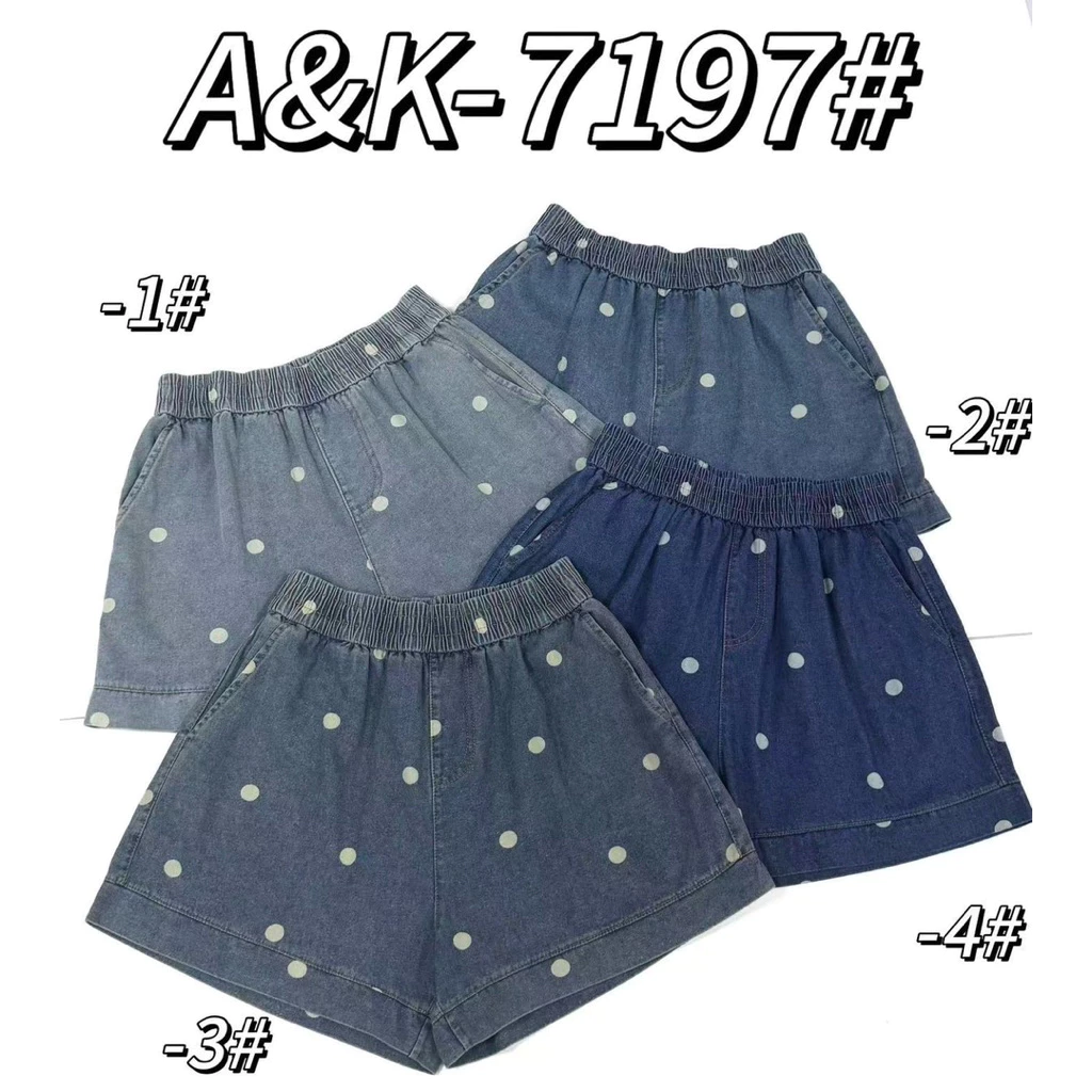 รหัส 7197กางเกงยีนส์ขาสั้นลายจุดป้ายA&kฟรีไซส์เอวสูง