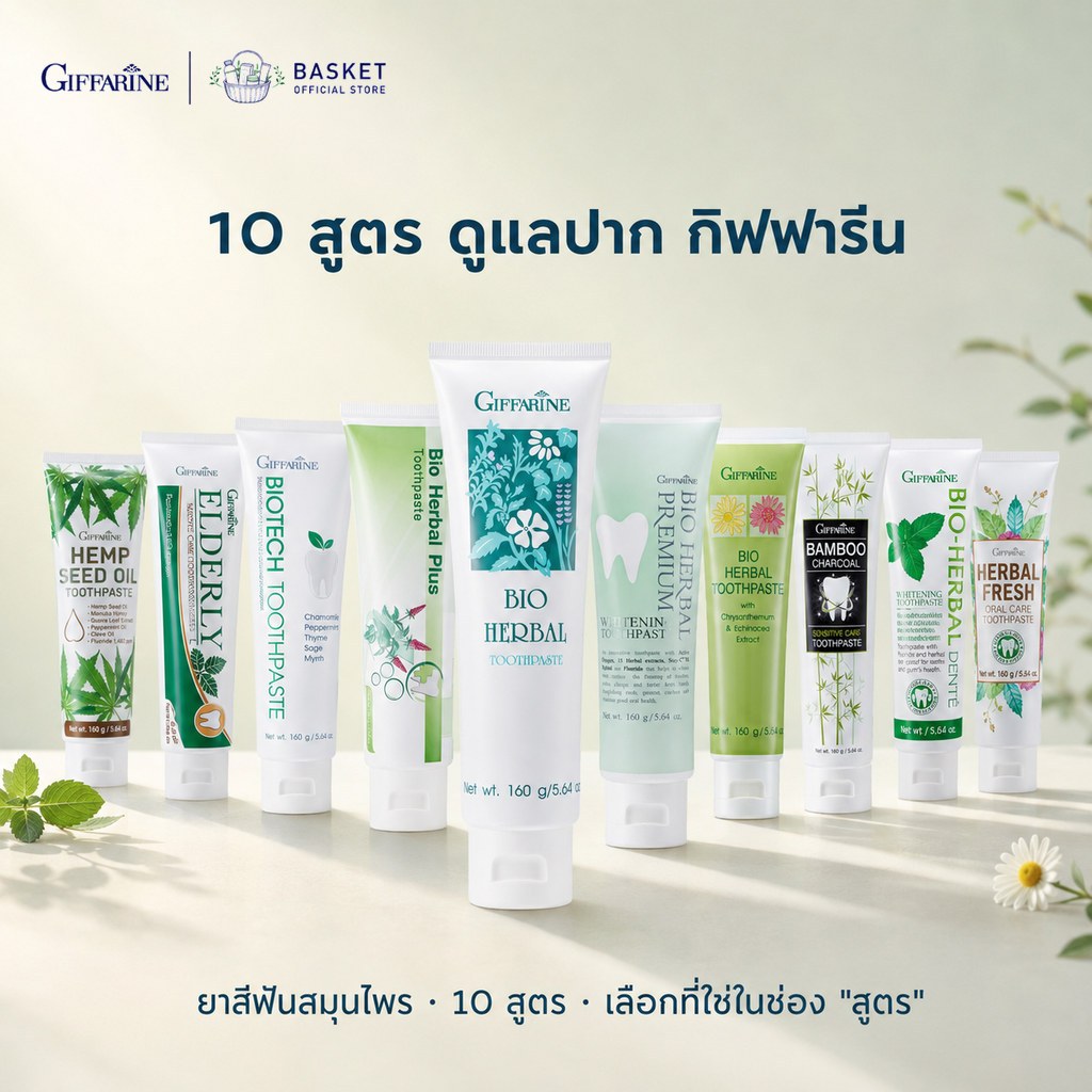 ยาสีฟัน กิฟฟารีน ผลิตภัณฑ์ดูแลปาก ยาสีฟัน ป้องกันฟันผุ ลดกลิ่นปาก Giffarine
