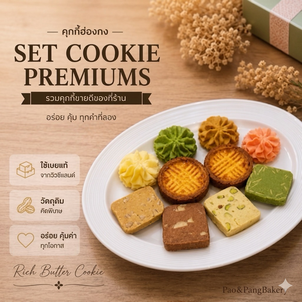 [รอบส่งวันพฤหัสที่ 4 มิ.ย.] เซทคุกกี้ พรีเมียม Set cookie Premium เนยสดแท้นำเข้า By Pao&PangBakery