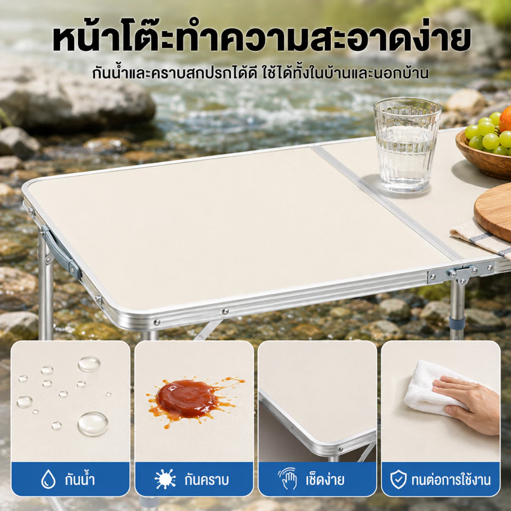 MMY โต๊ะพับ โต๊ะแคมป์ปิ้ง แบบพกพา 120/80CM ขาอลูมิเนียม รับน้ำหนักได้800กก ไม่ต้องประกอบ อเนกประสงค์ thumbnail 8