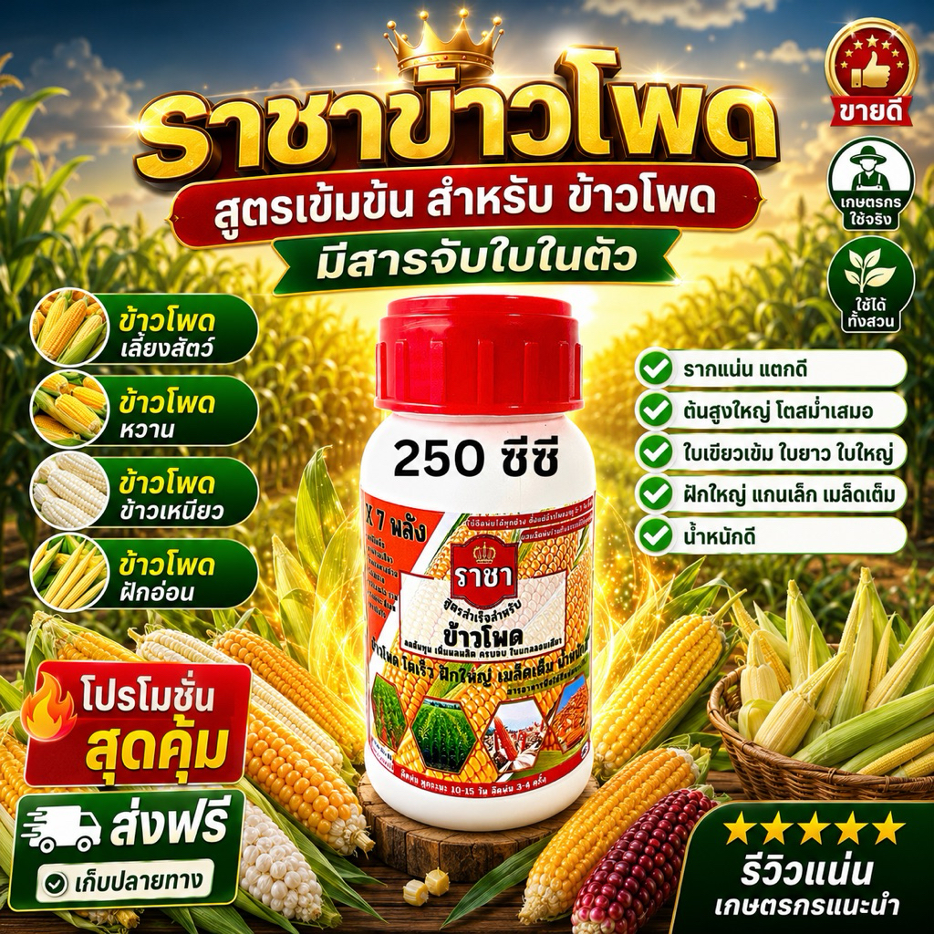 ราชาข้าวโพด 250 ซีซี. ฝักใหญ่ เต็มเมล็ด