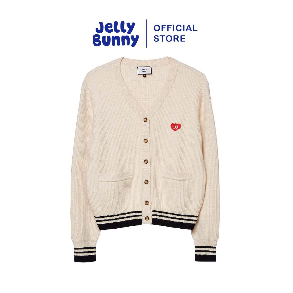 JELLY BUNNY คาร์ดิแกนปักโลโก้หัวใจ รุ่น B26SGWB029 CREAM