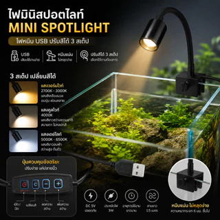 มินิสปอร์ตไลท์ ไฟเลี้ยงปลา ไฟหนีบ เหมาะสำหรับตู้ไม่เกิน 12 นิ้ว ไฟ 3สเต็ป USB 5W YC-FS801