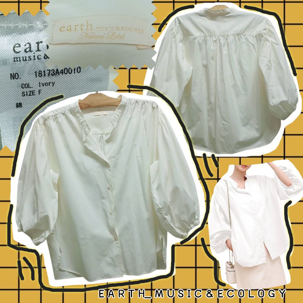 ✨️E A R T H_ M U S I C & E C 0 L 0 G Y=เสื้อเบลาส์ผ้าคอตตอนแขนพอง( NATURAL LABEL)
