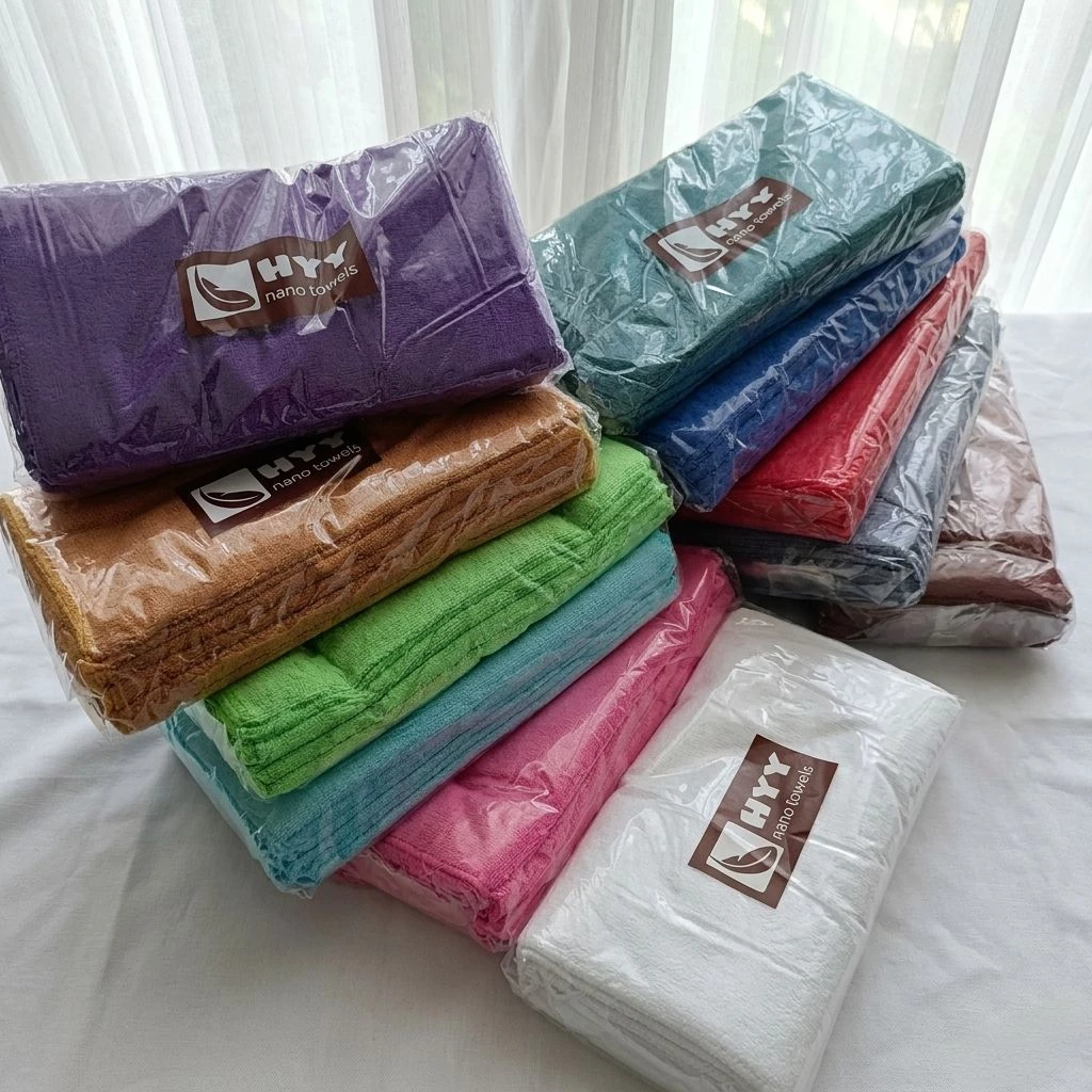 (แพ็ค12ผืน) ผ้าเช็ดผมนาโนรุ่นบาง ขนาด30*70ซม.