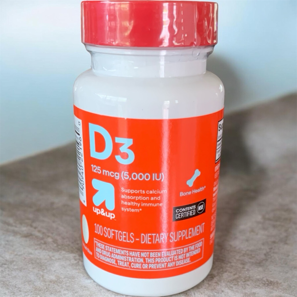 up&up Vitamin D3 125 mcg (5000 IU) 100 Softgels วิตามินดี บำรุงกระดูก เสริมสร้างภูมิคุ้มกัน จากอเมริ
