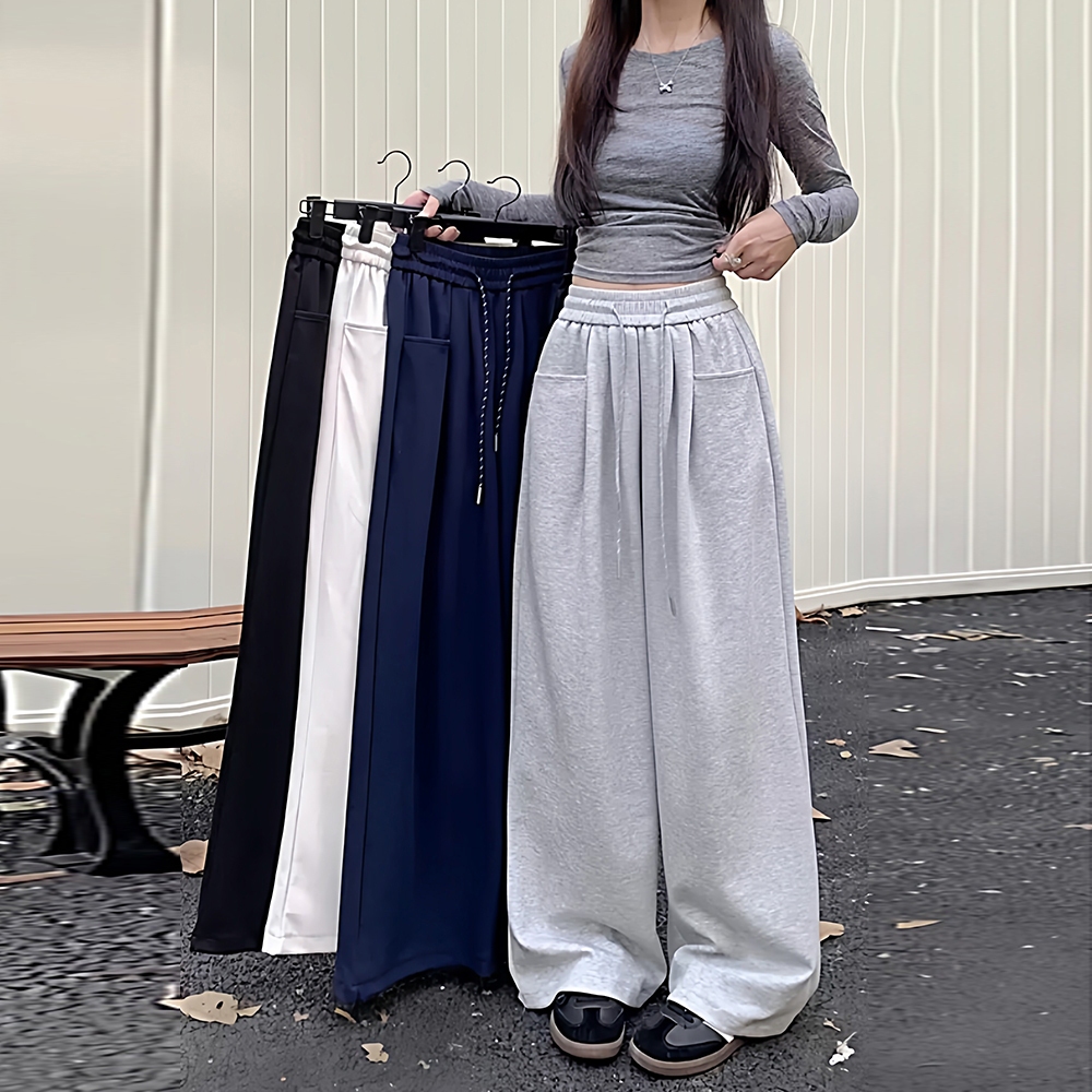 กางเกงสไตล์สเวตเตอร์ ทรงหลวม เอวสูง ขายาวคลุมเท้า ผ้านุ่ม ใส่สบาย มีหลายสี พร้อมส่ง