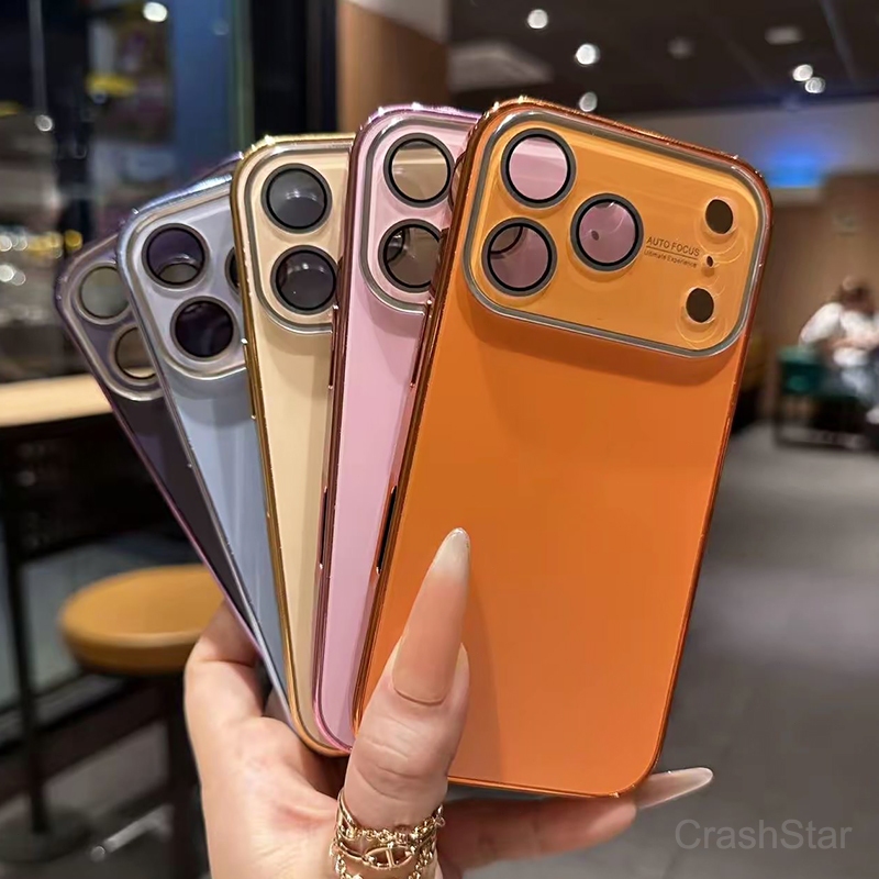 CrashStar With Logo พร้อมโลโก้ หน้าต่างบานใหญ่ ขอบชุบไฟฟ้า เคสโทรศัพท์แบบด้าน iPhone 17 16 15 14 13 12 11 Pro Max Plus