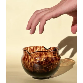 Leopard matcha handmade bowl, ชามแก้วมัทฉะ Leopard