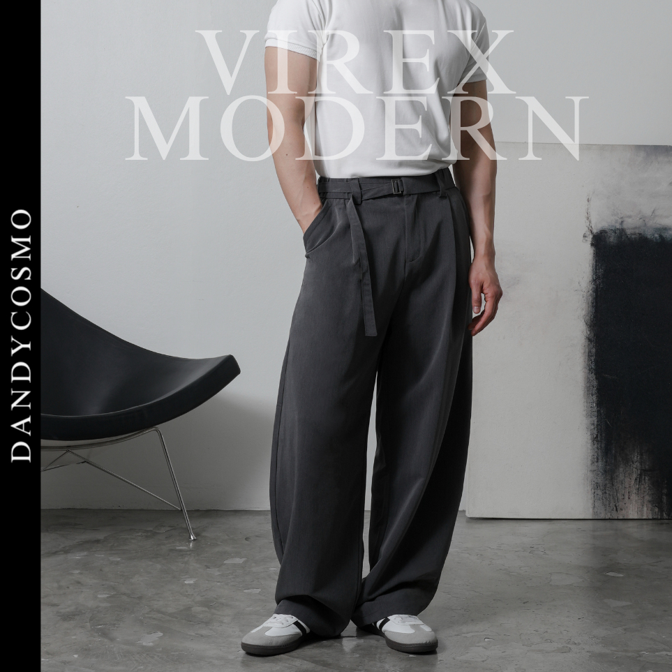 DANDY COSMO | [2สี] กางเกงขายาวผู้ชาย Virex Modern Tailor ทรง Relax Fit แต่งจีบหน้า และเข็มขัด อัพลุคคนมีเทส