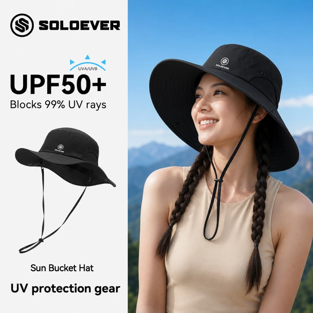 【TH Delivery】SOLOEVER SPORTหมวกบังแดด ทนรังสียูวี กลางแจ้ง ส่งจากไทย หมวกกันแดด uv หมวกตกปลา 360องศ