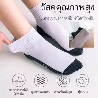 จัดส่งรวดเร็ว 🔥 ถุงเท้าสำหรับนักเรียนชายและหญิง สีขาว พื้นสีเทา