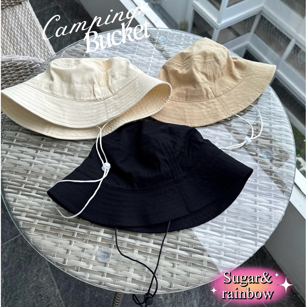 รุ่นใหม่! หมวกBucket เดินป่า /everyday ปีก5cm มีไซส์ใหญ่* มีสายรัดคาง กันแดด กันลม ชิคๆชิลล์ๆ /Unisex !
