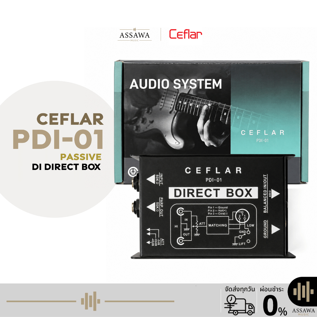 Ceflar PDI-01 ดีไอบ๊อกซ์ Passive DI Direct Box One Channel CEFLAR DI-1 By AssawaMusic