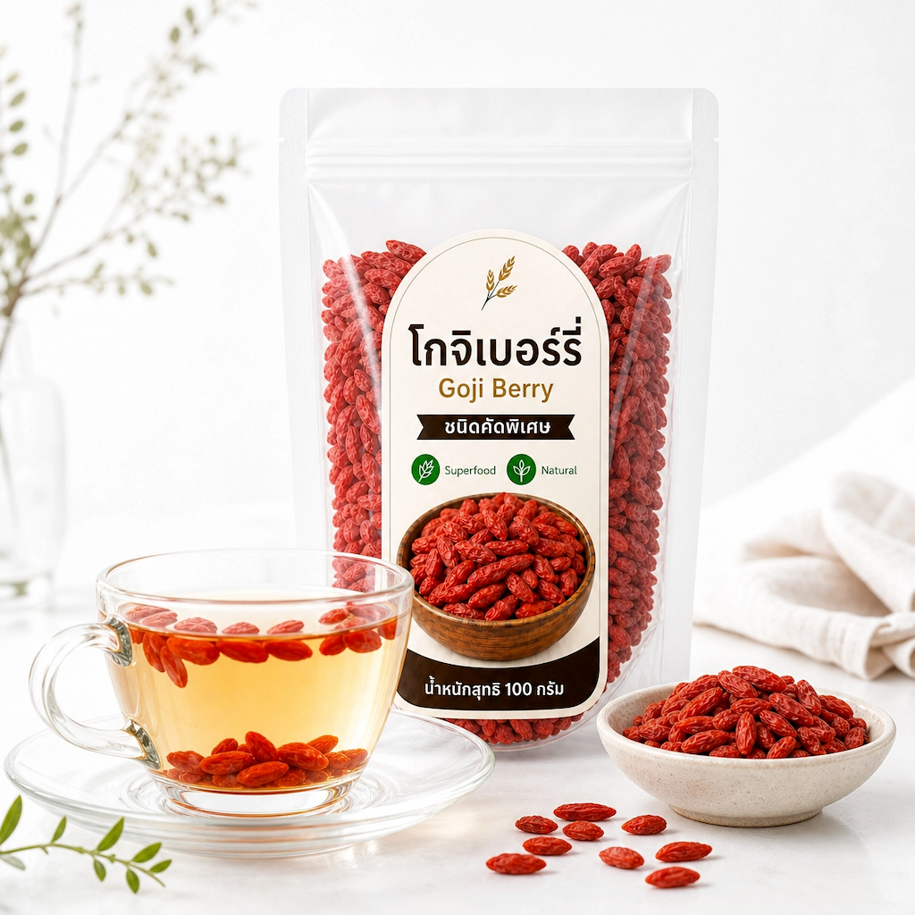 โกจิเบอร์รี่ Premium Superfood เกรดพรีเมียม 100g | เก๋ากี้แดงแท้ ชงชา ใส่โยเกิร์ต คัดพิเศษ ธรรมชาติ 100%
