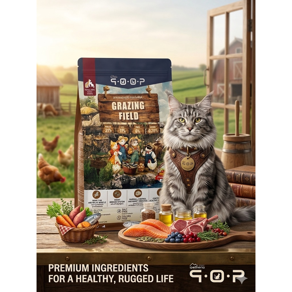 อาหารแมว QooP (คูปป์) (1kg) สูตร Grazing Field(รสไก่ ไข่ ปลา และเนื้อวัว)